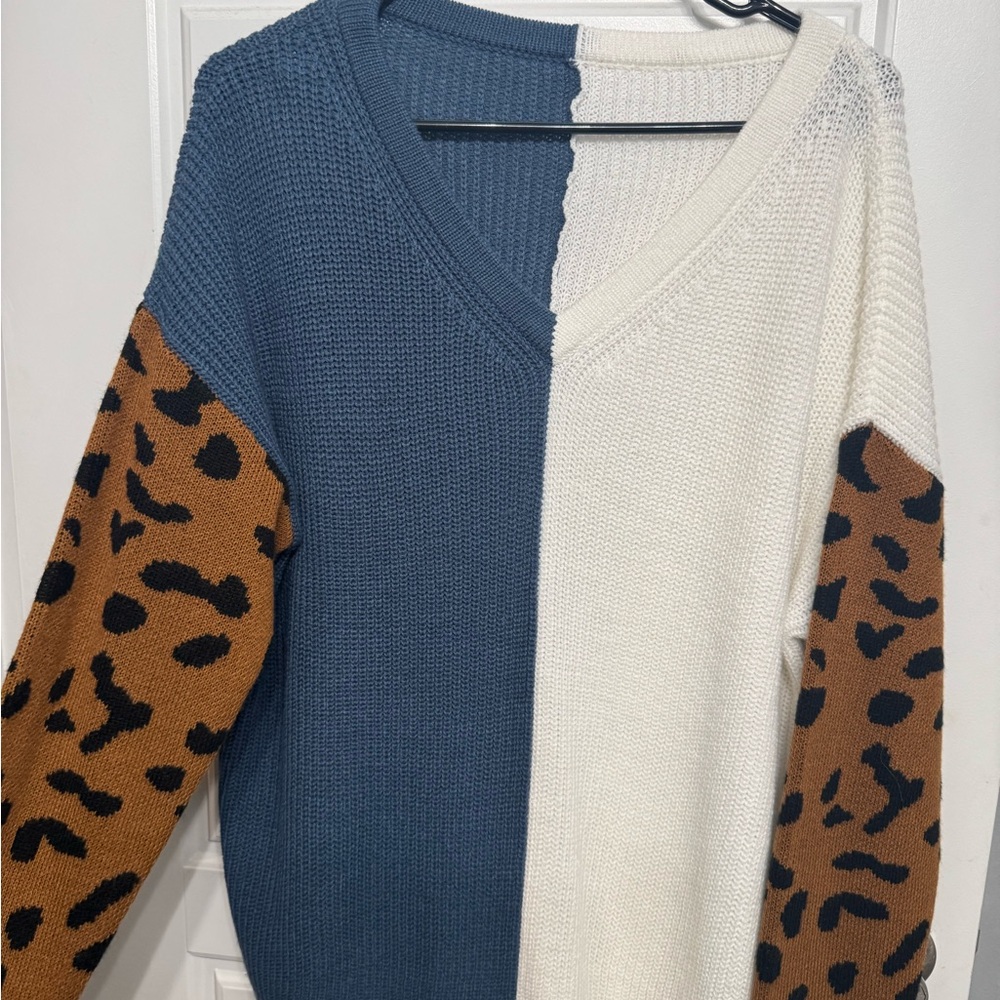 Leopard Sleeve Sweater